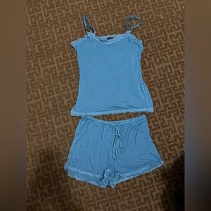 Women's Blue Lace Trim Sleepwear Set